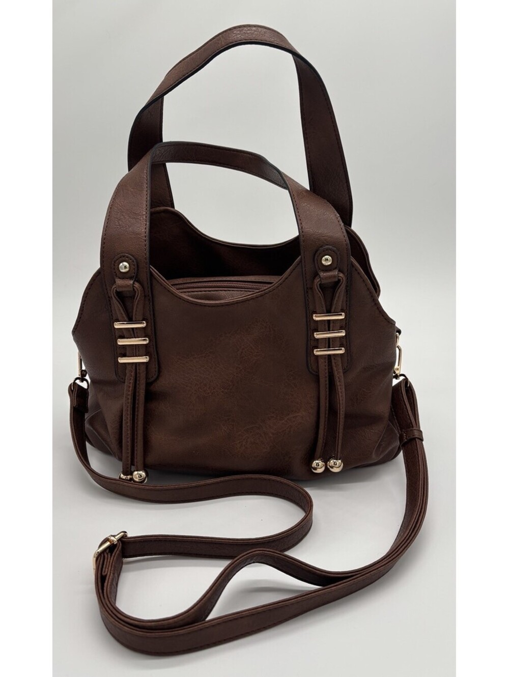 Brown Crossbody/Shoulder Purse Bag Medium Brown Gold Hardware BOHO